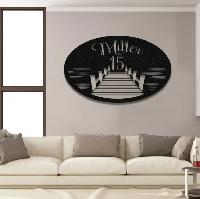 Personalized Family Name Lake House Metal Sign Monogram, Custom Outdoor House, Cabin, Beach, Housewarming Wall Decor, Wedding Art Gift