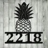 Personalized Address Pineapples Beach House Metal Sign Monogram, Custom Outdoor House, Lake, Housewarming Wall Decor, Wedding Art Gift