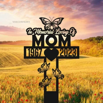 Butterfly Memorial Cross Stake, Sympathy Gift, Outdoor Marker, Garden Stake, Mother Grave Marker Sign, In Memory Of, Loss Of Mom, Aunt, Sis