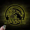 Personalized Bass Fishing Metal Wall Art Led Light, Bass Fishing Metal Sign, Custom Fisher Name Sign Home Decor, Ideal For Home Decor & Gift