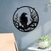 Raven Metal Wall Art With Led Light, Crow Metal Wall Art Crow Moon Sign Home Decor Ideal For Home Decor Halloween Decor Bird Metal Sign