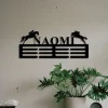 Custom Horse Name Medal Hanger Monogram, Horse Show, 12 Rungs For Medals & Ribbons, Medal Display, Kids Room Sports Decor, Sports Medals