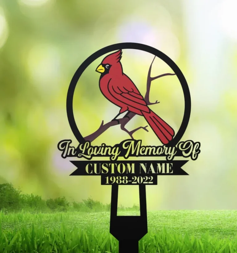 Cardinal Garden Stakes, Personalized Memorial Stake Metal, Cardinals Appear, Loss Of Loved One, Mothers Day Fathers Day Grave Marker Outdoor