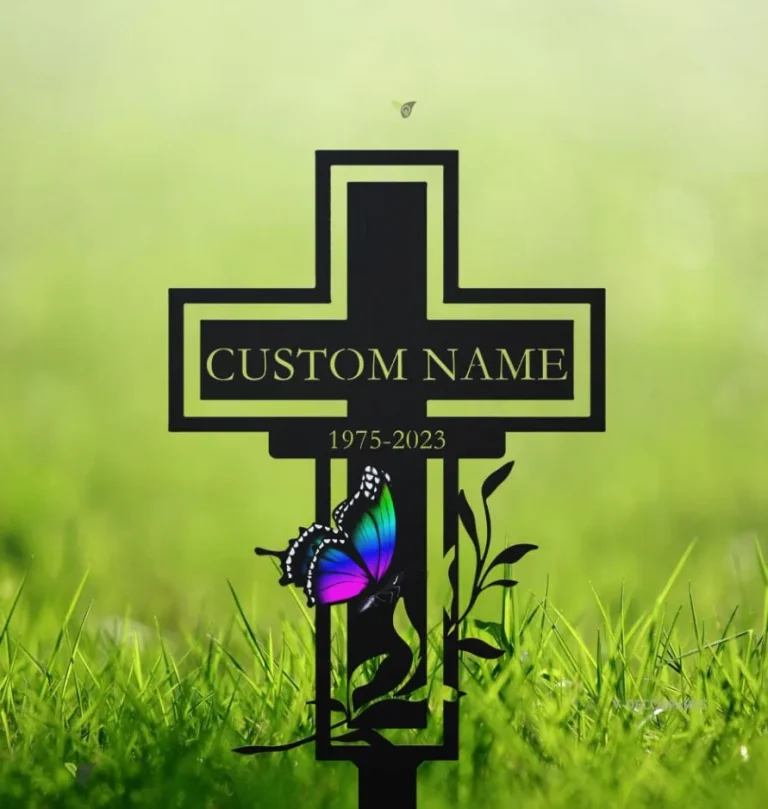 Custom Name Butterfly Memorial Metal Stake, Butterfly Name Sign, Garden Metal Stake, Sympathy Gift, Outdoor Grave Marker, Memorial Stake