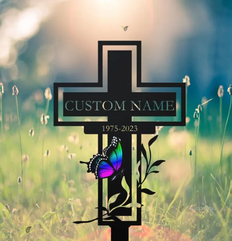 Custom Name Butterfly Memorial Metal Stake, Butterfly Name Sign, Garden Metal Stake, Sympathy Gift, Outdoor Grave Marker, Memorial Stake