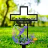 Custom Name Hummingbird Memorial Metal Stake, Hummingbird Name Sign, Garden Metal Stake, Sympathy Gift, Outdoor Grave Marker, Memorial Stake