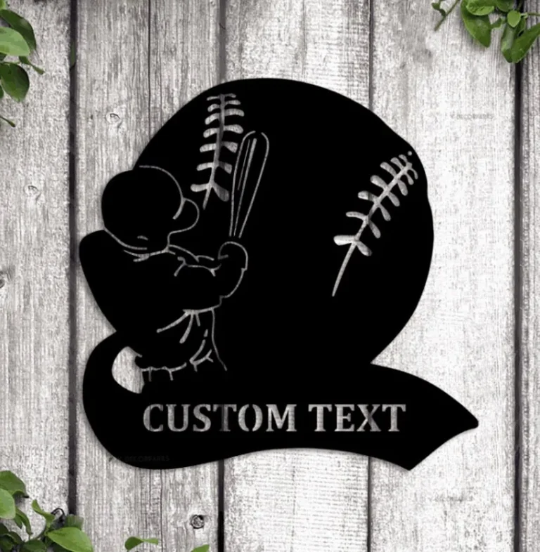 Personalized Baseball Sign With Led Lights, Wall Art Metal Baseball Decor Baseball Logo Wall Hanging Baseball Player Name Sign Home Decor