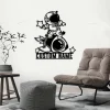 Custom Cute Space Astronaut Metal Sign Led Lights, Personalized Boy Riding A Rocket Name Sign Home Decor Spaceship Kid Nursery Decoration