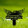 Custom Hot Rod With Wings Memorial Stake, Metal Stake With Solar, Sympathy Gift, Garden Sign, Grave Marker, Hot Rod, Dad Loss, Rememberance Sign