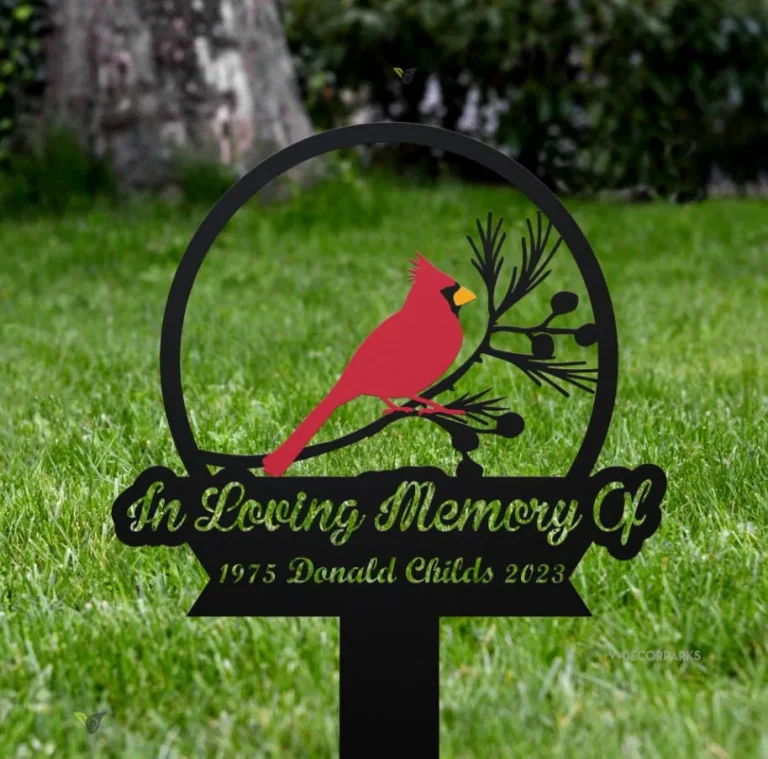 Personalized Memorial Stake Metal, Cardinal Garden Stakes, Cardinals Appear, Loss Of Loved One, Grave Marker Outdoor Sign, Dad Loss, Home Decor