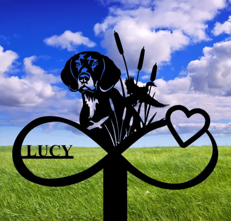 Custom Garden Stake With Heart And German Shorthaired Pointer, Pet Memorial, Infinity Heart, Gift For Dog Lovers, Sympathy Stake, Garden Decor