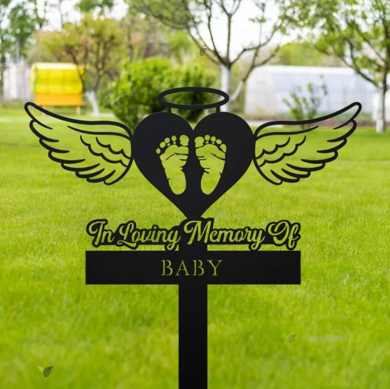 Custom Baby Loss Memorial Stake, Baby Footprint Memorial Stake, Baby Memorial Gift, Heart Garden Stake, Infant Loss Gift, Baby Loss Keepsake