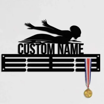 Custom Swimming Name Medal Hanger, Swimming Sign, Tiered Award Rack, Sports Medal Hanger, Medal Holder Display Rack For Awards And Ribbons