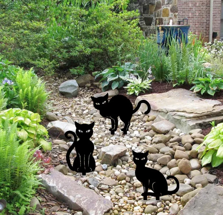 Set 3 Spooky Black Cats Halloween Garden Metal Decoration, Steel Home Decor, Black Cats Halloween Decorations, Outdoor Metal Porch Decor