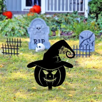 Spooky Pumpkin Metal Garden Decoration, Metal Happy Halloween Garden Stake, Outdoor Halloween Pumpkin Yard Decor, Spooky Gift, Halloween Decor