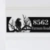 Custom Crow Raven Metal Address Sign House Number, Address Number Sign, Hanging Address Plaque, Yard Sign, Outdoor Sign, Garden Stake, Gift