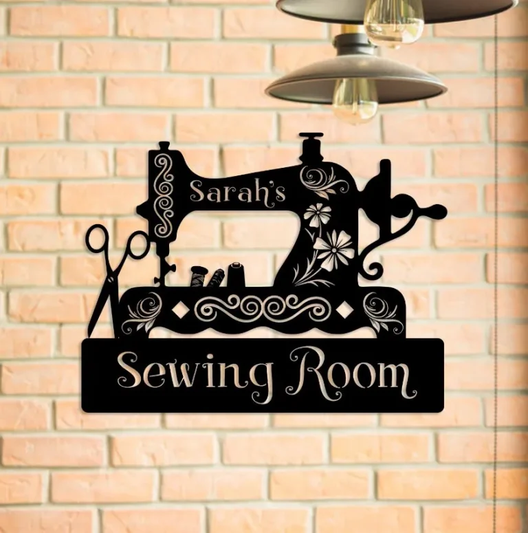 Personalized Sewing Machine Metal Sign, Custom Sewing Room Metal Wall Art, Wall Decor, Wedding, Anniversary Gift For Her, Mother, Grandma