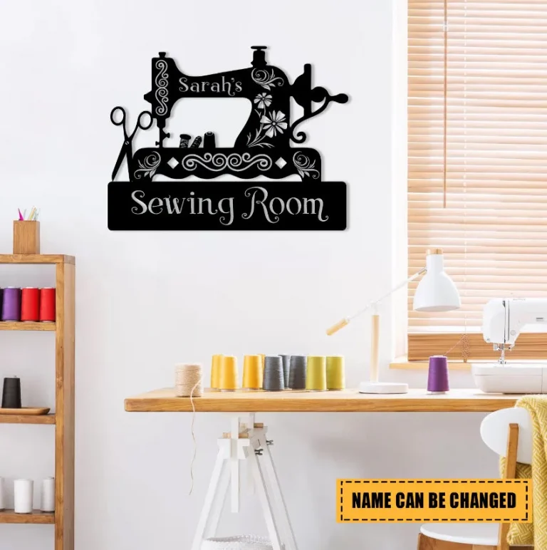 Personalized Sewing Machine Metal Sign, Custom Sewing Room Metal Wall Art, Wall Decor, Wedding, Anniversary Gift For Her, Mother, Grandma