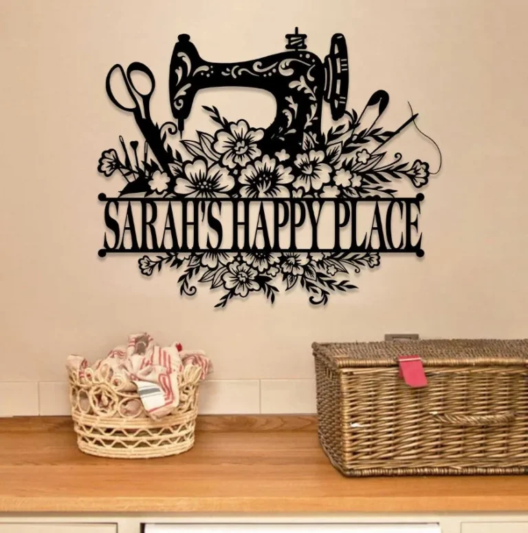 Personalized Sewing Machine Metal Sign, Custom Quilting, Seamstress, Tailor Room Metal Wall Art, Wall Decor, Wedding, Anniversary Gift For Her