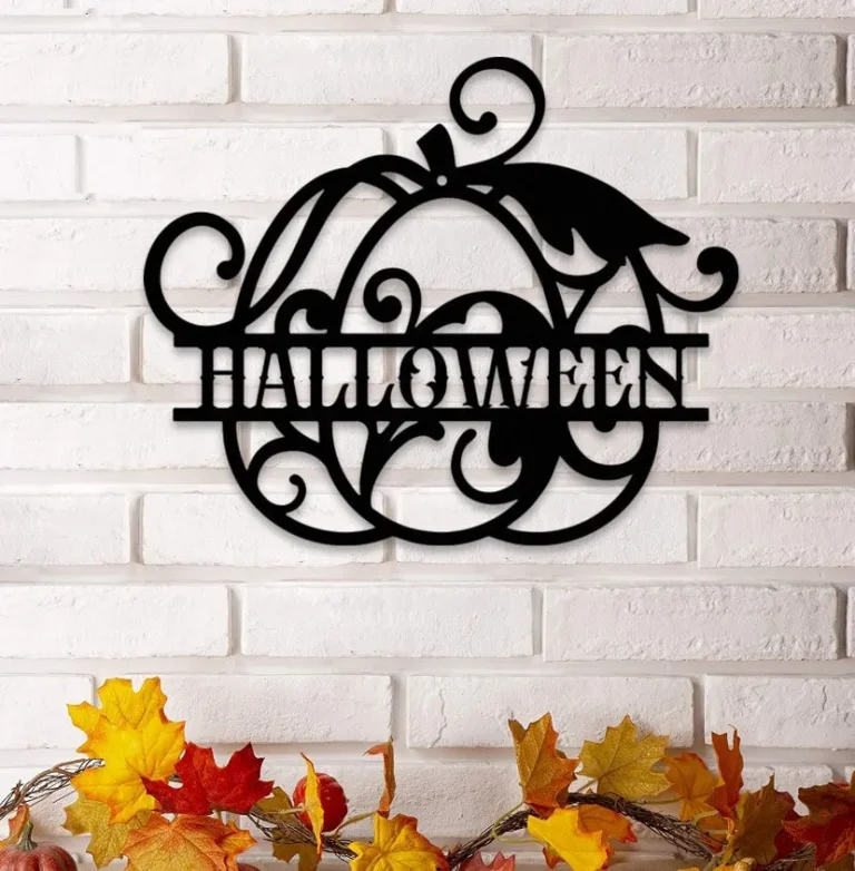 Custom Text Pumpkin Halloween Metal Sign, Halloween Gifts For Kids, Custom Halloween Pumpkins Name Sign, Halloween Themed Decor