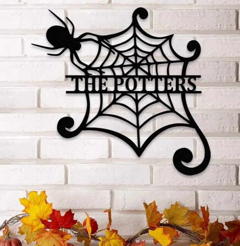 Custom Spider Web Metal Sign, Horror Halloween Steel Wall Hanging, Spiderweb Web Sign, Custom Text Room Sign, Halloween Decor, Halloween Gift