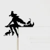 Witch, Broom And Cats Halloween Metal Wall Art, Bedroom, Living Room Wall Art, Witch Bachelorette Decor, Halloween Metal Wall Art