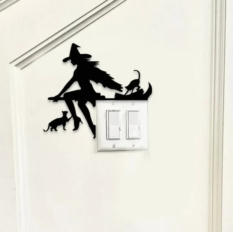 Witch, Broom And Cats Halloween Metal Wall Art, Bedroom, Living Room Wall Art, Witch Bachelorette Decor, Halloween Metal Wall Art