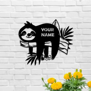 Personalized Cute Sloth Metal Wall Art, Cute Sloth Sign, Custom Funny Lazy Sloth Lover Name Sign Home Decor, Ideal For Home Decor & Gift