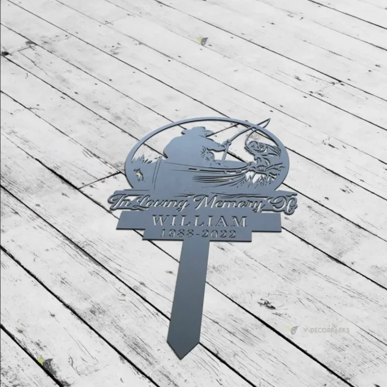 Personalized Fishing Memorial Stake Metal, Fisherman Memorial Gift, Fishing Dad Sympathy, Father's Day Outdoor Garden Decor, Grave Marker