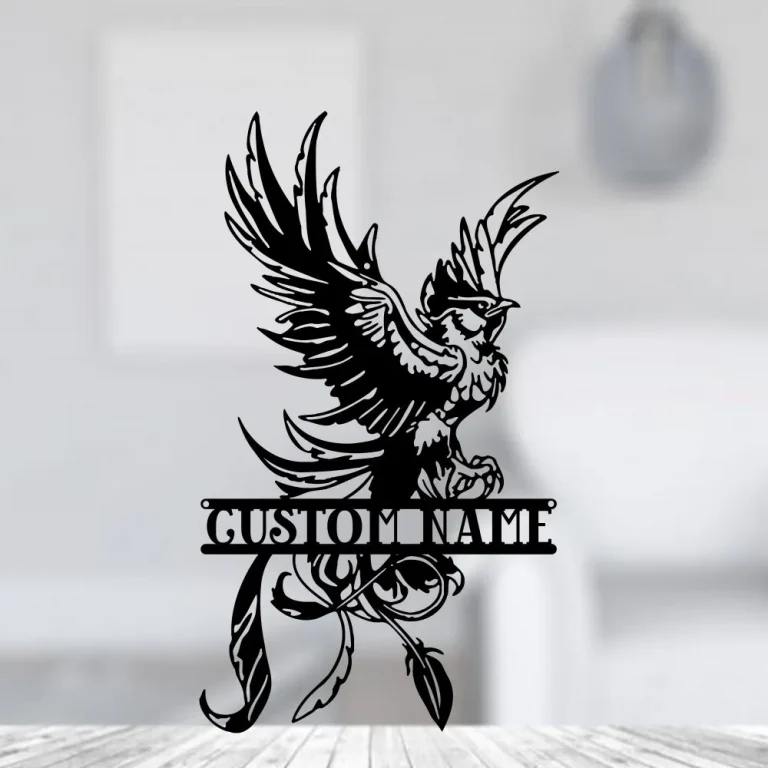 Personalized Rising Phoenix Metal Wall Art, Phoenix Metal Sign, Metal Wall Hangings, Phoenix Metal Wall Decor, Home Decor, Custom Name Sign