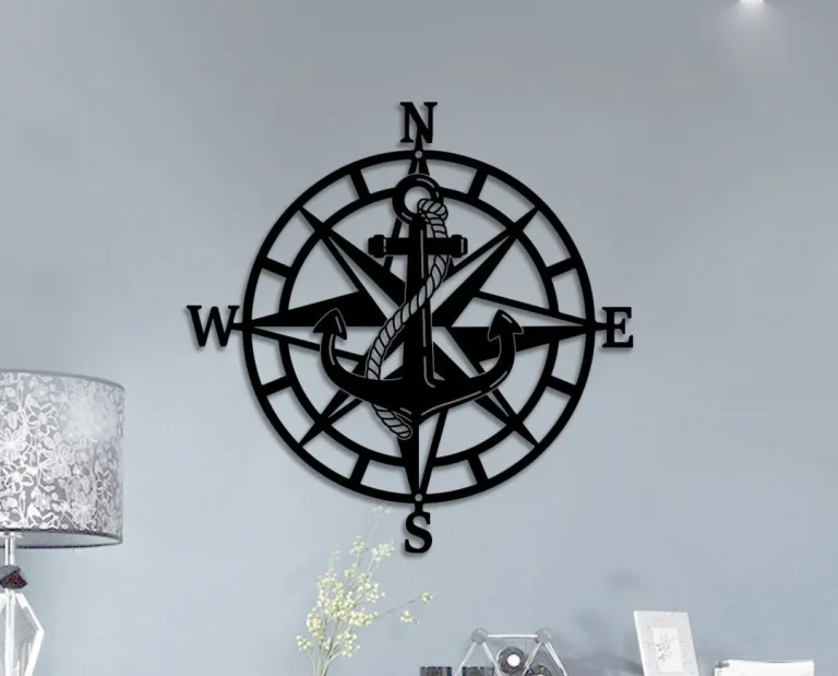 Metal Compass Rose Wall Decor, Metal Compass Sign, Nautical Metal Compass, Metal Wall Art, Office Decor, Outdoor Wall Decor, Porch Decor