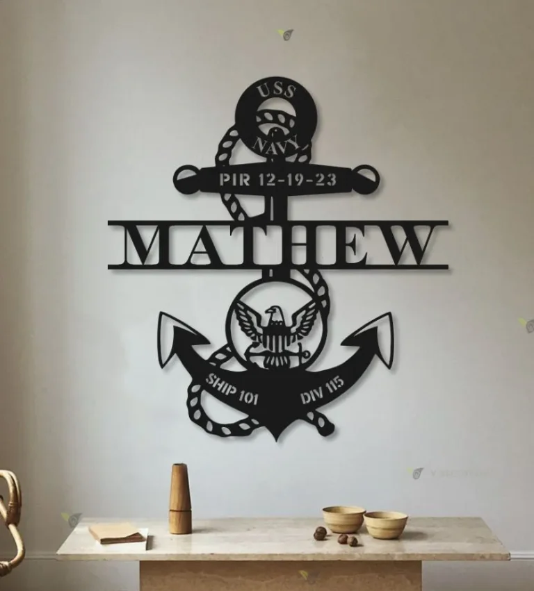 Personalized Anchor Wall Art With Led Lights, Sea Anchor Sign, Graduation Gift, Nautical Gift, Navy Gift, Custom Name Of Your Child