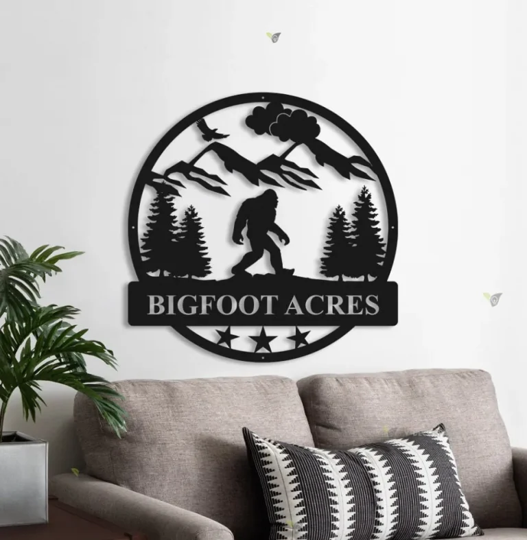 Outdoor Sasquatch Custom Name Metal Sign With Led Light, Bigfoot Mountain Metal Sign, Metal Sasquatch, Bigfoot Yard Decor, Bigfoot Yard Art