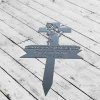 Personalized Cross With Praying Hand Memorial Stake, Metal Stake, Sympathy Sign, Grave Marker, Remembrance Stake, Home Decor