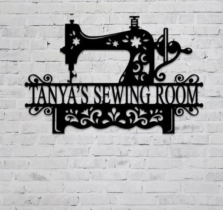 Custom Sewing Machine Metal Sign, Personalized Quilting, Seamstress, Tailor Room Metal Wall Art, Wall Decor, Wedding, Anniversary Gift For Her