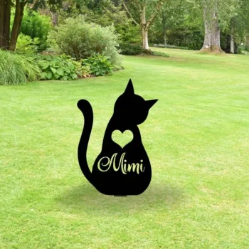 Custom Memorial Cat Metal Garden Sign, Cat Silhouette Stake, Personalized Cat Sympathy Plaque Stake, Metal Cat Grave Markers Sign, Pet Gifts