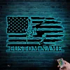 Personalized Wrestling Us Flag Metal Wall Art Led Light Custom American Wrestler Name Sign Home Decor Wrestle Decoration Man Cave Birthday