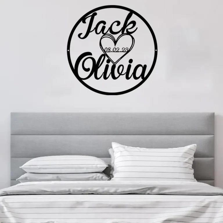 Personalized Wedding Gift For Couple, Wedding Date Sign, Engagement Announcement Sign, Anniversary Gift, Heart Sign With Names And Date