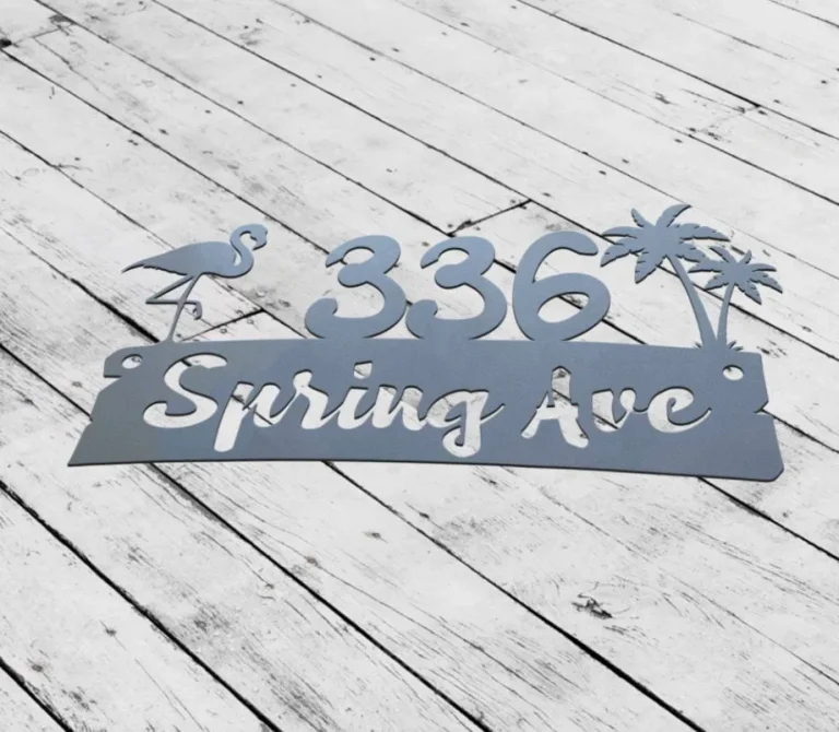 Personalized Flamingo Address Metal Sign, Custom Beach Flamingo Metal Sign, Address Sign, House Numeber, Beach House Sign, Address Number Sign