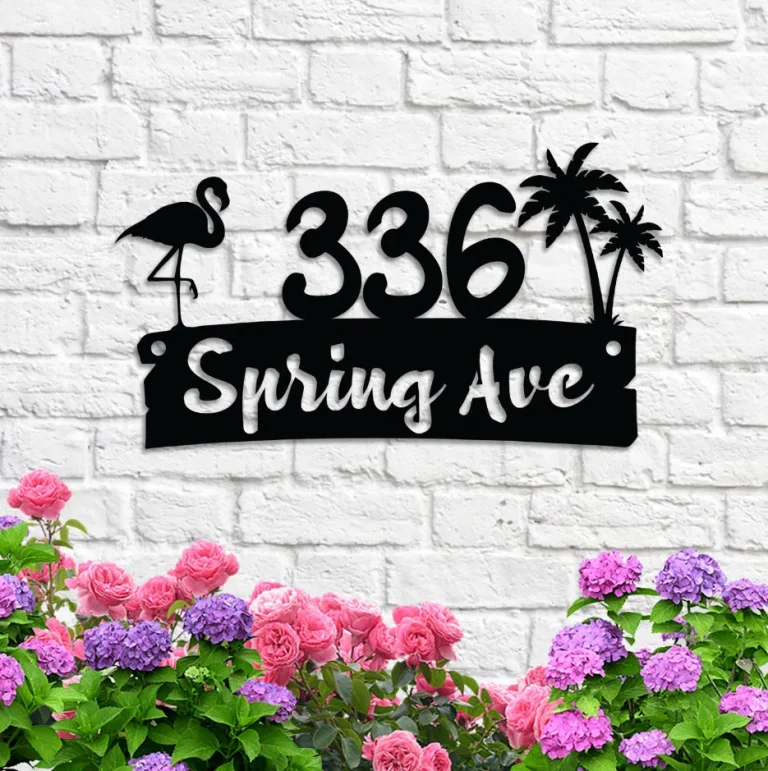 Personalized Flamingo Address Metal Sign, Custom Beach Flamingo Metal Sign, Address Sign, House Numeber, Beach House Sign, Address Number Sign