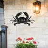 Custom Crab Street House Address Sign, Crab Beach House Decor, Personalized Crab Metal Sign, Crab Wall Art, Crab Name Sign, Crab Home Decor