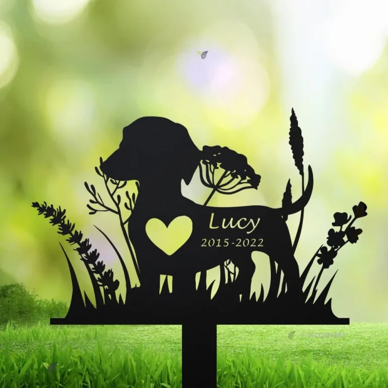 Personalized Dachshund Memorial Stake Sign, Pet Grave Markers Sign, Sympathy Sign, Remembrance Stake, Metal Sign With Stake, Pet Loss Gift
