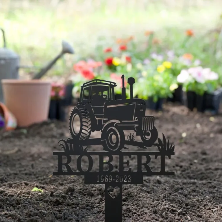 Personalized Farmer Memorial Stake, Farming Heaven's Fields, Farmer Loss, Dad Loss, Father's Day, Metal Stake With Solar Light, Grave Marker