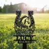 Personalized Horse Memorial Stake, Horse Loss, Sympathy Sign, Metal Stake, Horseshoes, Grave Marker, Remembrance Stake, Garden Decor