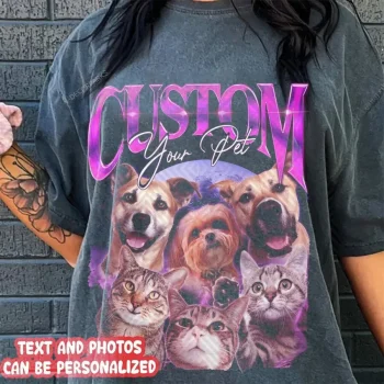 Vintage Custom Pet Rap T-shirt, Personalized 90s Bootleg Rap Shirt, Custom Your Design Shirt, Pet Remembrance Shirt, Pet Memorial Gift