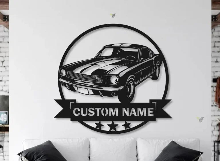 Personalized Classic Muscle Car Name Sign, Custom Garage Metal Wall Art, Home Decor Mechanic Repair Decoration Repairman Birthday, Car Sign