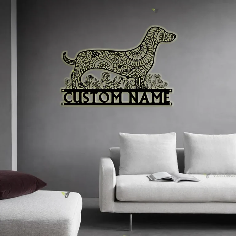 Dachshund Mandala Garden Metal Sign, Dachshund Hanging, Dachshund Zentangle Metal Wall Art, Dachshund Lover Gift Dog Garden Sign Indoor Decor