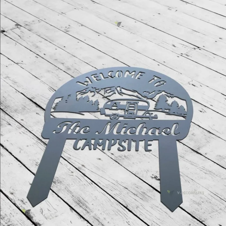 Custom Camping Metal Sign, Happy Campers Yard Sign, Camper Decor, Personalized Campsite Flag, Rv Decor, Family Name Sign, Anniversary Gift