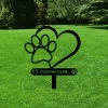 Custom Dog Memorial Stake With Heart And Paw, Personalized Dog Name Yard Stake, Metal Dog Pet Memorial Marker, Metal Dog Garden Stake Sign