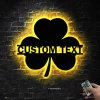 Custom Clover Metal Wall Art Led Light Personalized Shamrock Name Sign Shamrock Lucky Irish Decoration Birthday St Patricks Day Home Decor